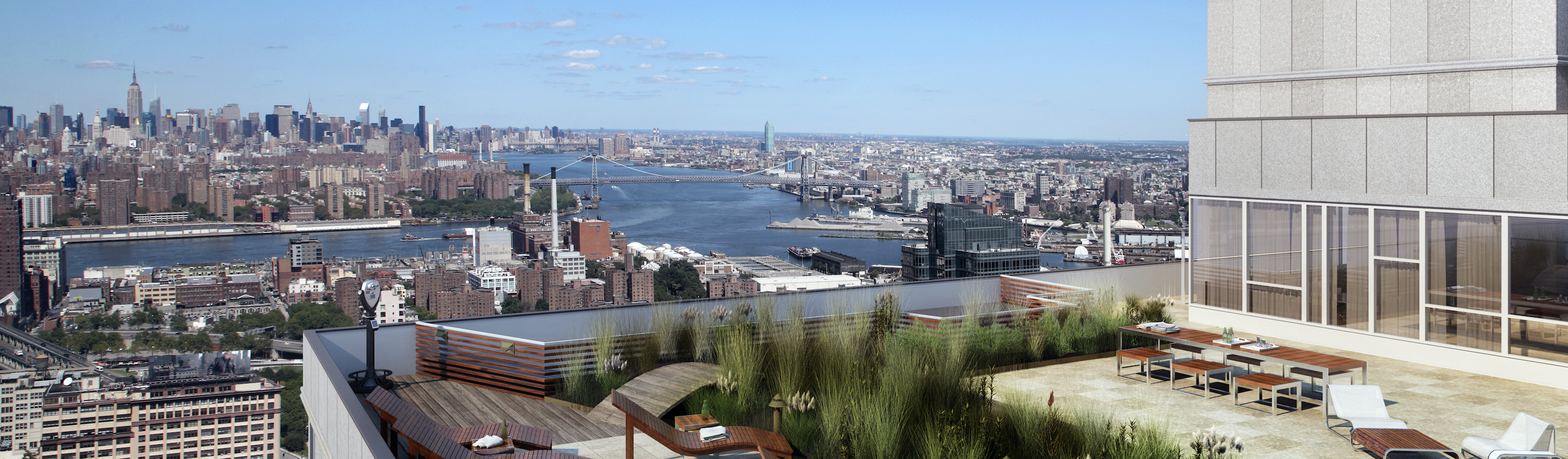 skyline in New york city seen from a rooftop 