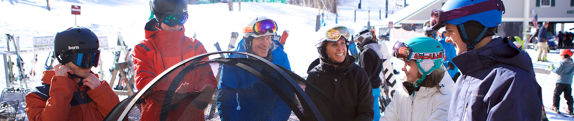 A family at a ski mountain