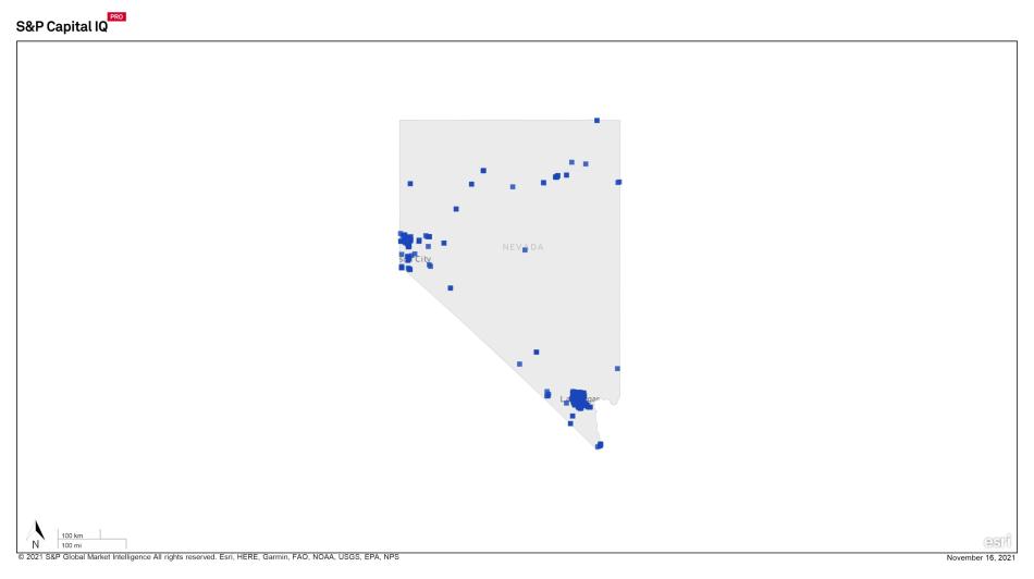 state map of nevada showing concentration of REITs in western and southern states